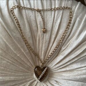Vintage Betsey Johnson leopard lucite crystal necklace